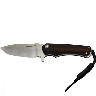 outdoor knife - ziricote clear blade with gold logo